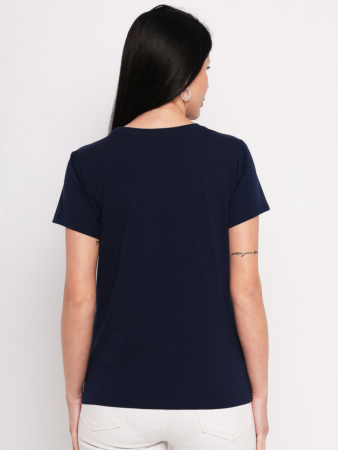 Neva Women T-shirt Half sleeves Round Neck Solid pattern Regular Fit