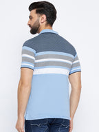 Neva Men Polo Neck Half Sleeves T-shirt Color Block Pattern Chest Pocket