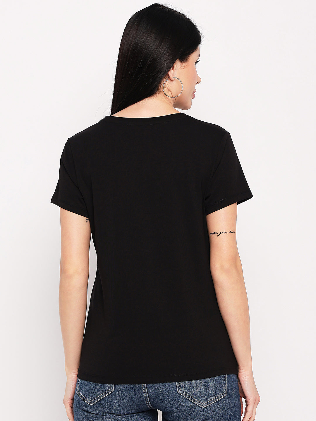 Neva Women T-shirt Half sleeves Round Neck Typography pattern Regular Fit