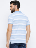 Neva Men Polo Neck Half Sleeves T-shirt Striped colorblock Pattern Chest Pocket