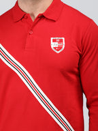 Neva Men Polo Neck Full Sleeves T-shirt Cross Striped pattern