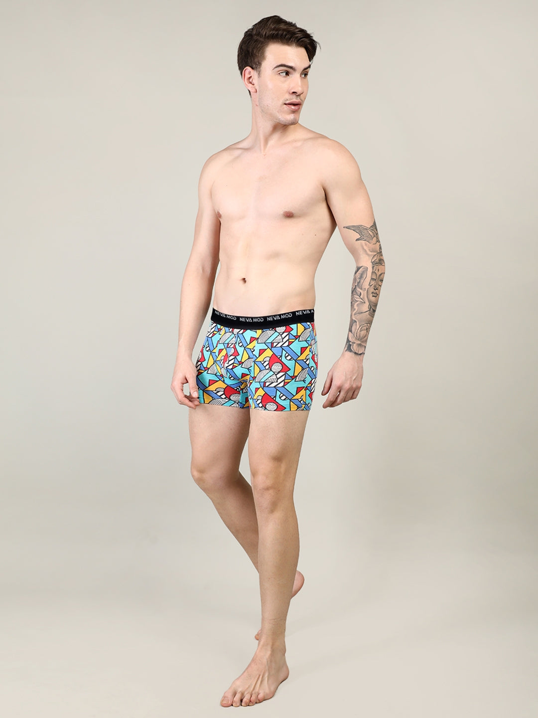 Neva Modal Printed Short Trunk for Men - Blue, Sky, Dark Grey Collection (Pack of 3)