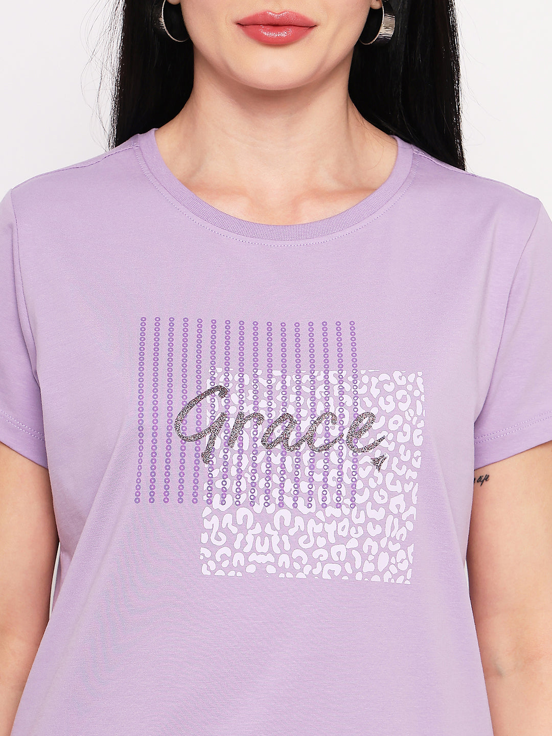 Neva Women T-shirt Half sleeves Round Neck Typography pattern Regular Fit