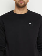 LIVFREE MEN'S SOLID ROUND NECK  SWEATSHIRT WITH LOGO