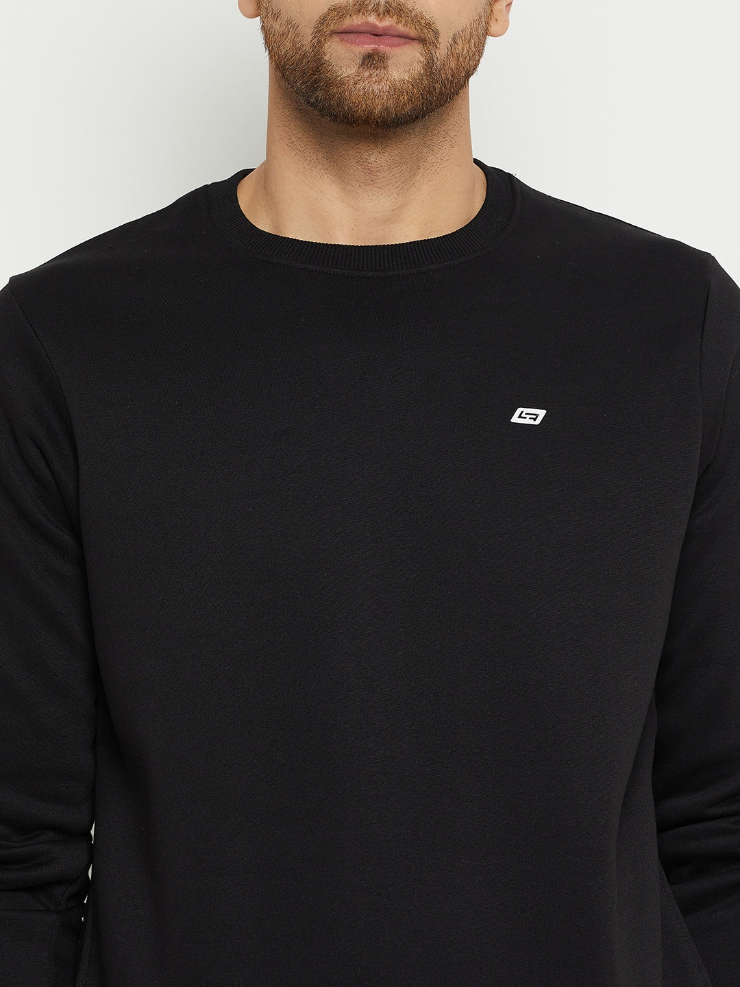 LIVFREE MEN'S SOLID ROUND NECK  SWEATSHIRT WITH LOGO