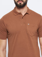Neva Men Polo Neck Half Sleeves T-shirt Solid Pattern Chest Pocket