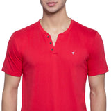 Henley Neck T-Shirt For Men- Bubble Gum