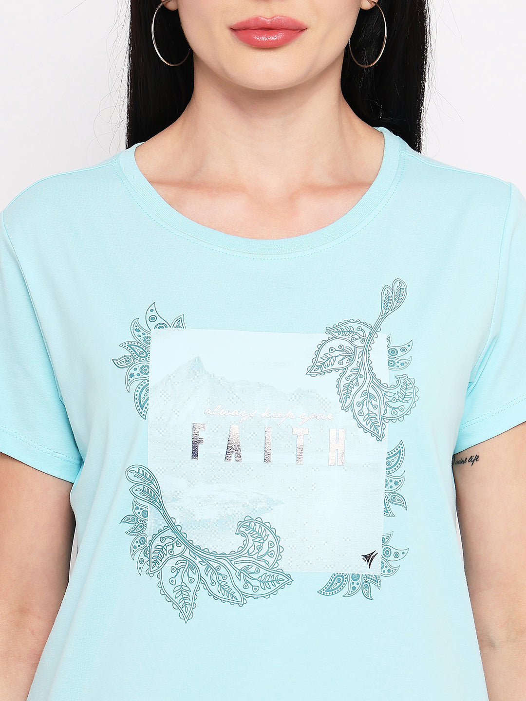 Neva Women T-shirt Half sleeves Round Neck Typography pattern Regular Fit