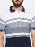 Neva Men Polo Neck Half Sleeves T-shirt Color Block Pattern Chest Pocket