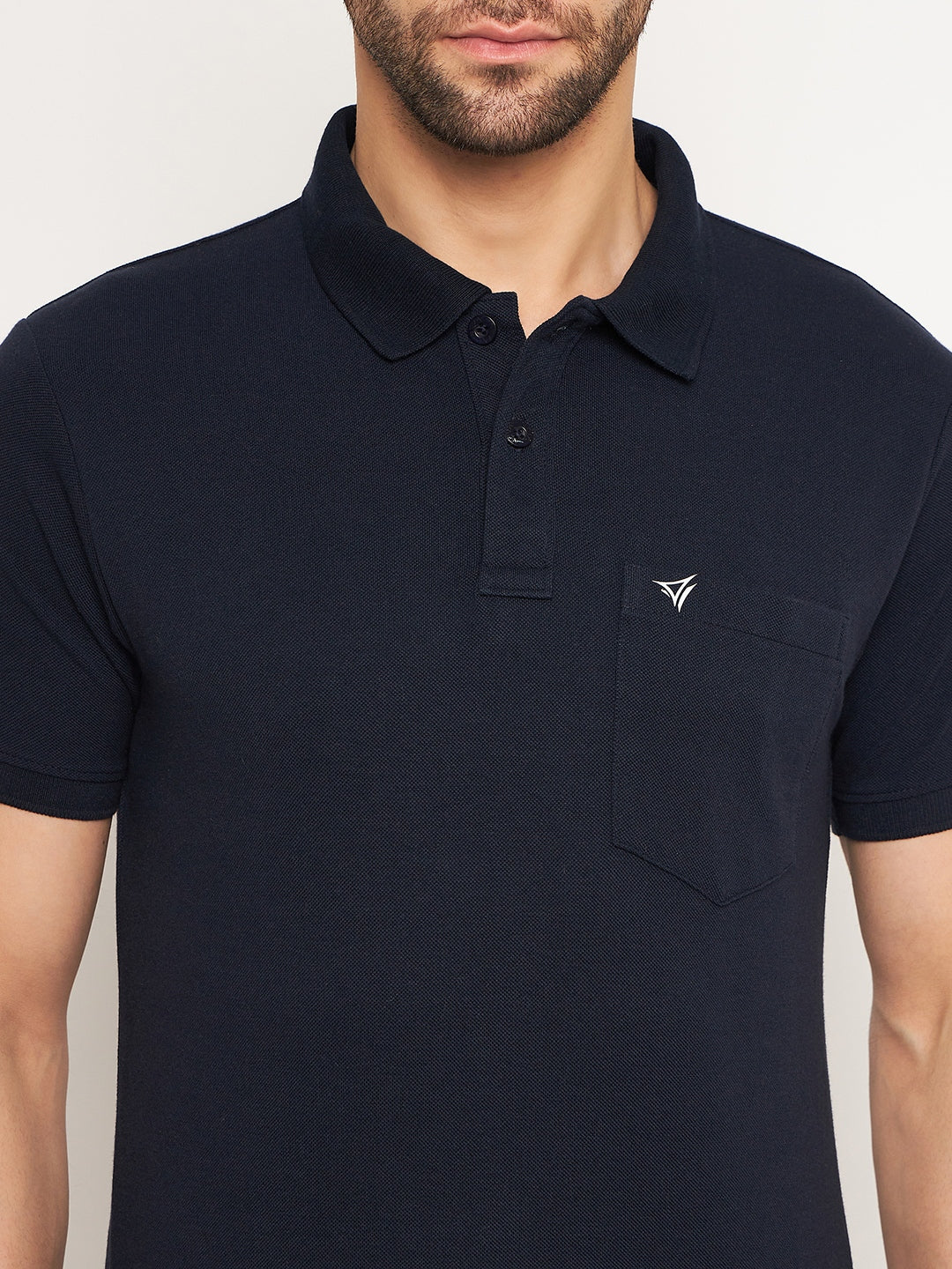 Neva Men Polo Neck Half Sleeves T-shirt Solid Pattern Chest Pocket