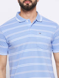 Neva Men Polo Neck Half Sleeves T-shirt Striped Pattern Chest Pocket