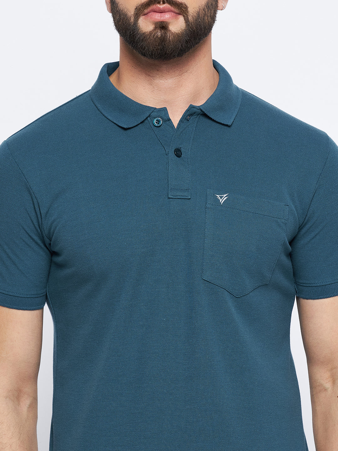 Neva Men Polo Neck Half Sleeves T-shirt Solid Pattern Chest Pocket