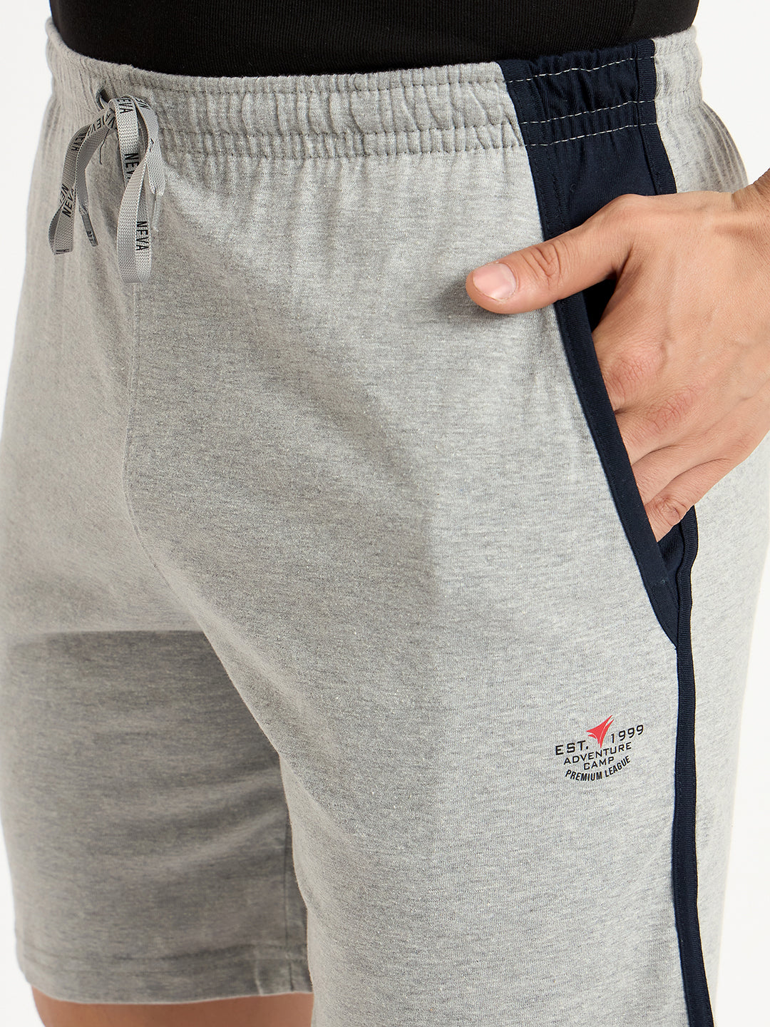 Neva Men Bermuda Elasticated drawstring waistband side pockets solid pattern