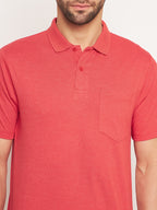 Neva Men Polo Neck Half Sleeves T-shirt Solid pattern Chest Pocket