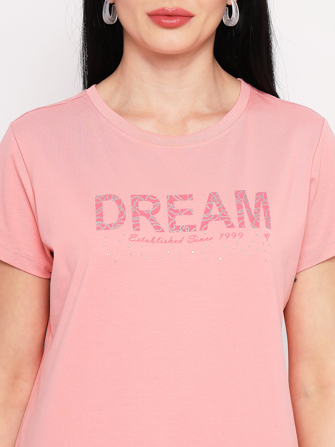 Neva Women T-shirt Half sleeves Round Neck Typography pattern Regular Fit