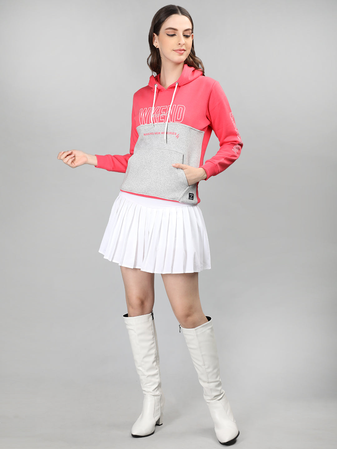 Neva Women Hoody Neck Full Sleeves Sweatshirt Typography pattern