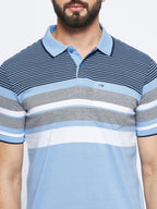 Neva Men Polo Neck Half Sleeves T-shirt Color Block Pattern Chest Pocket