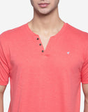 Henley Neck T-Shirt For Men- Lt. Coral Mil.