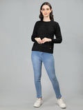 Neva Women Crew Neck Full Sleeves Wollen Top Symmetrical pattern with Glittering Surface