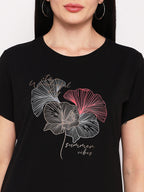 Neva Women T-shirt Half sleeves Round Neck Typography pattern Regular Fit