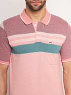 Neva Men Polo Neck Half Sleeves T-shirt Color Block pattern