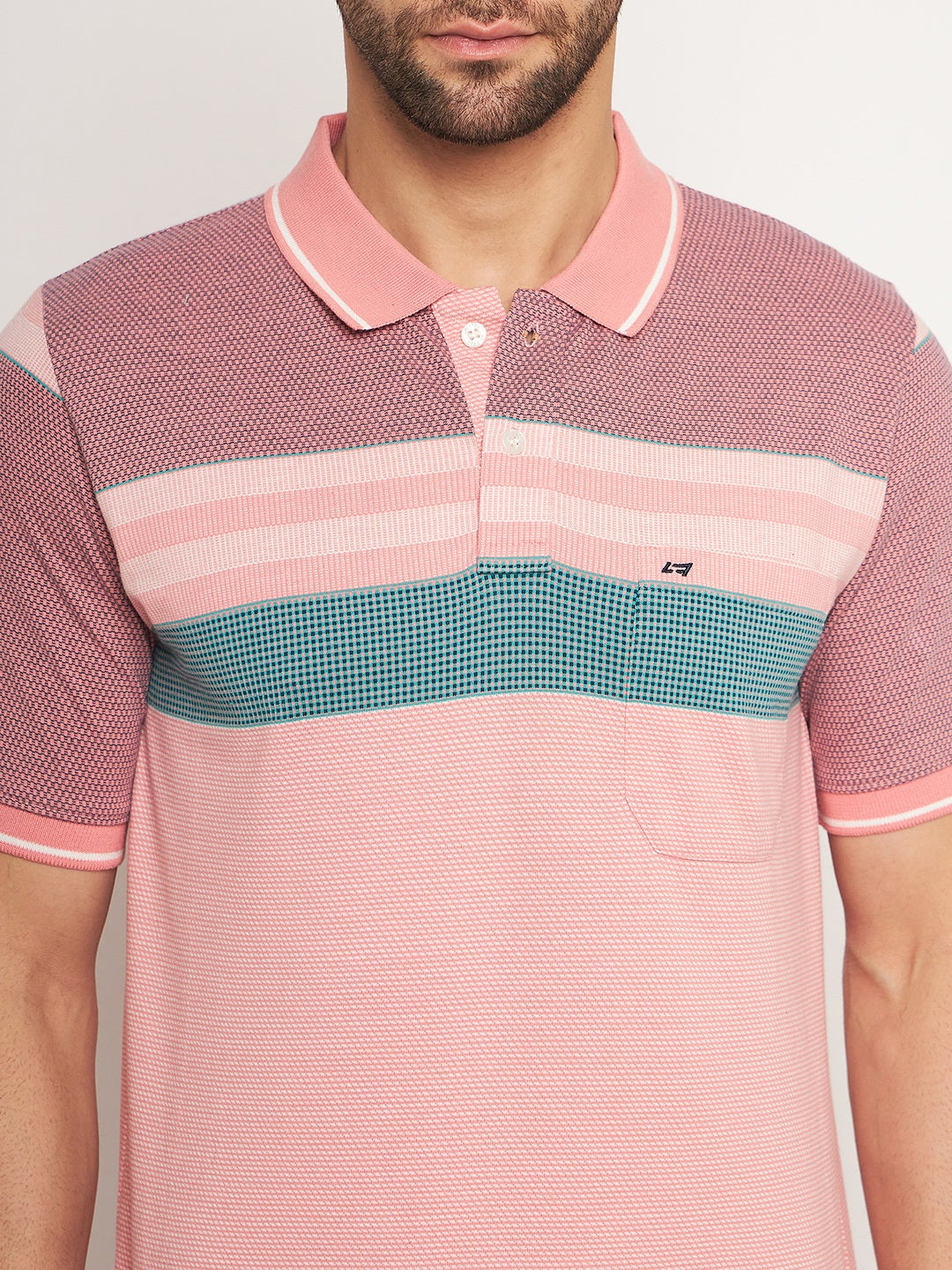 Neva Men Polo Neck Half Sleeves T-shirt Color Block pattern