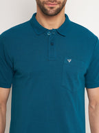 Neva Men Polo Neck Half Sleeves T-shirt Solid Pattern Chest Pocket