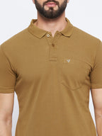 Neva Men Polo Neck Half Sleeves T-shirt Solid Pattern Chest Pocket