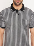 Neva Men Polo Neck Half Sleeves T-shirt Striped pattern