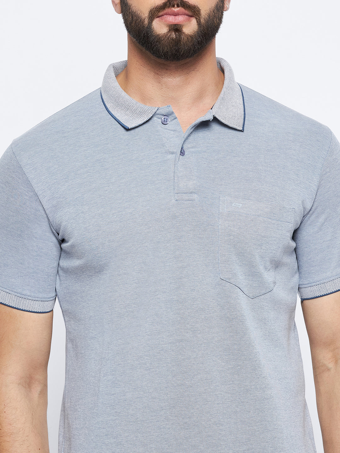 Neva Men Polo Neck Half Sleeves T-shirt Solid Pattern Chest Pocket