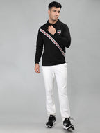 Neva Men Polo Neck Full Sleeves T-shirt Cross Striped pattern