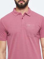 Neva Men Polo Neck Half Sleeves T-shirt Solid Pattern Chest Pocket