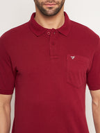 Neva Men Polo Neck Half Sleeves T-shirt Solid Pattern Chest Pocket