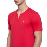Henley Neck T-Shirt For Men- Bubble Gum