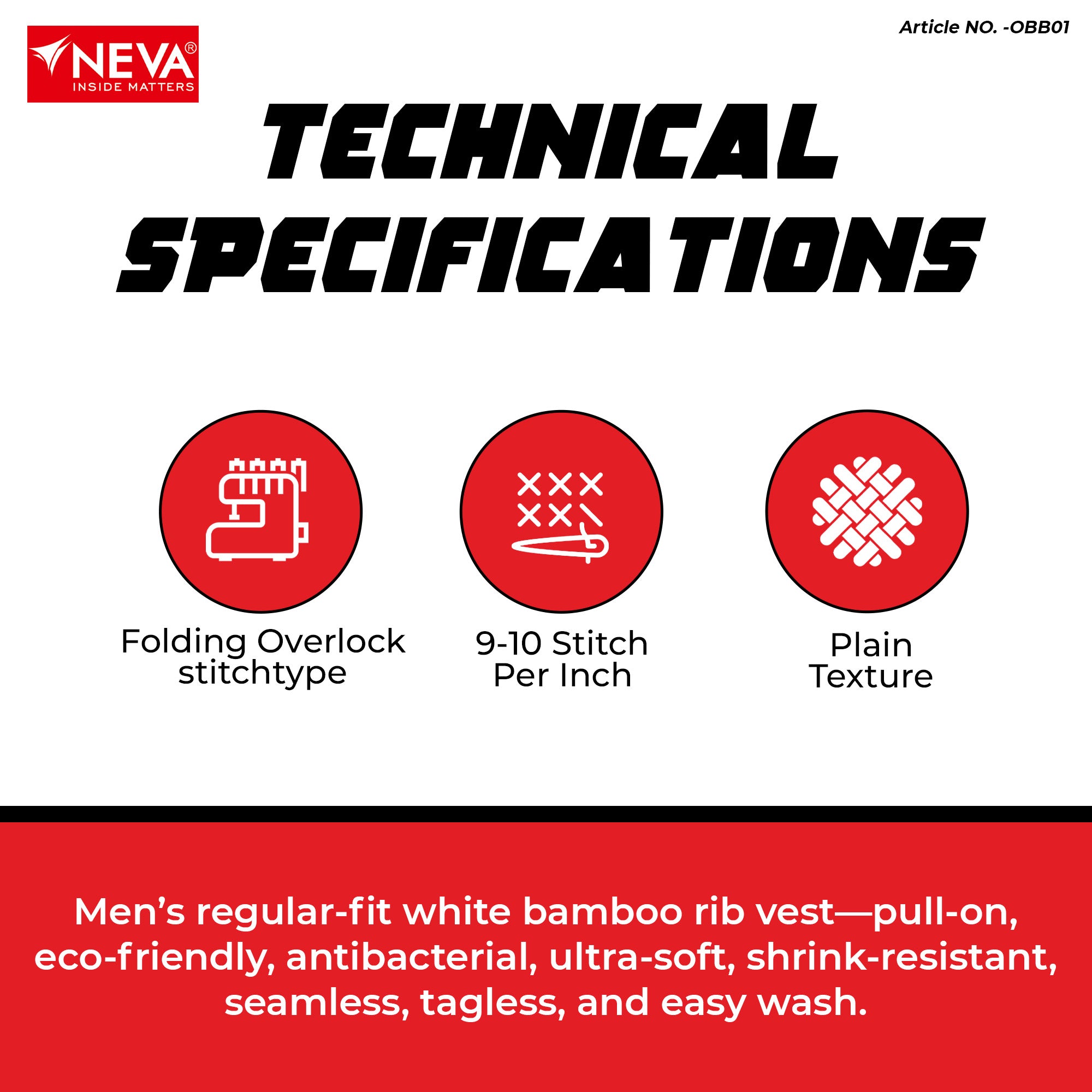 Bamboo Rib Vest (Pack of 2)