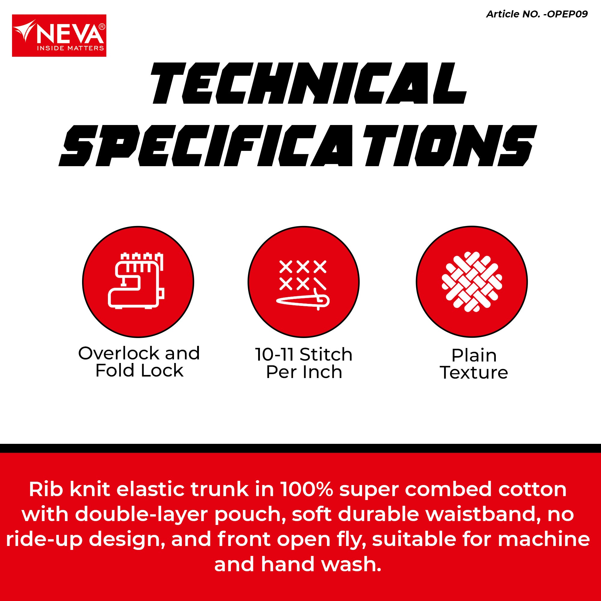 Rib Knit Top Elastic Trunk (Pack of 4)