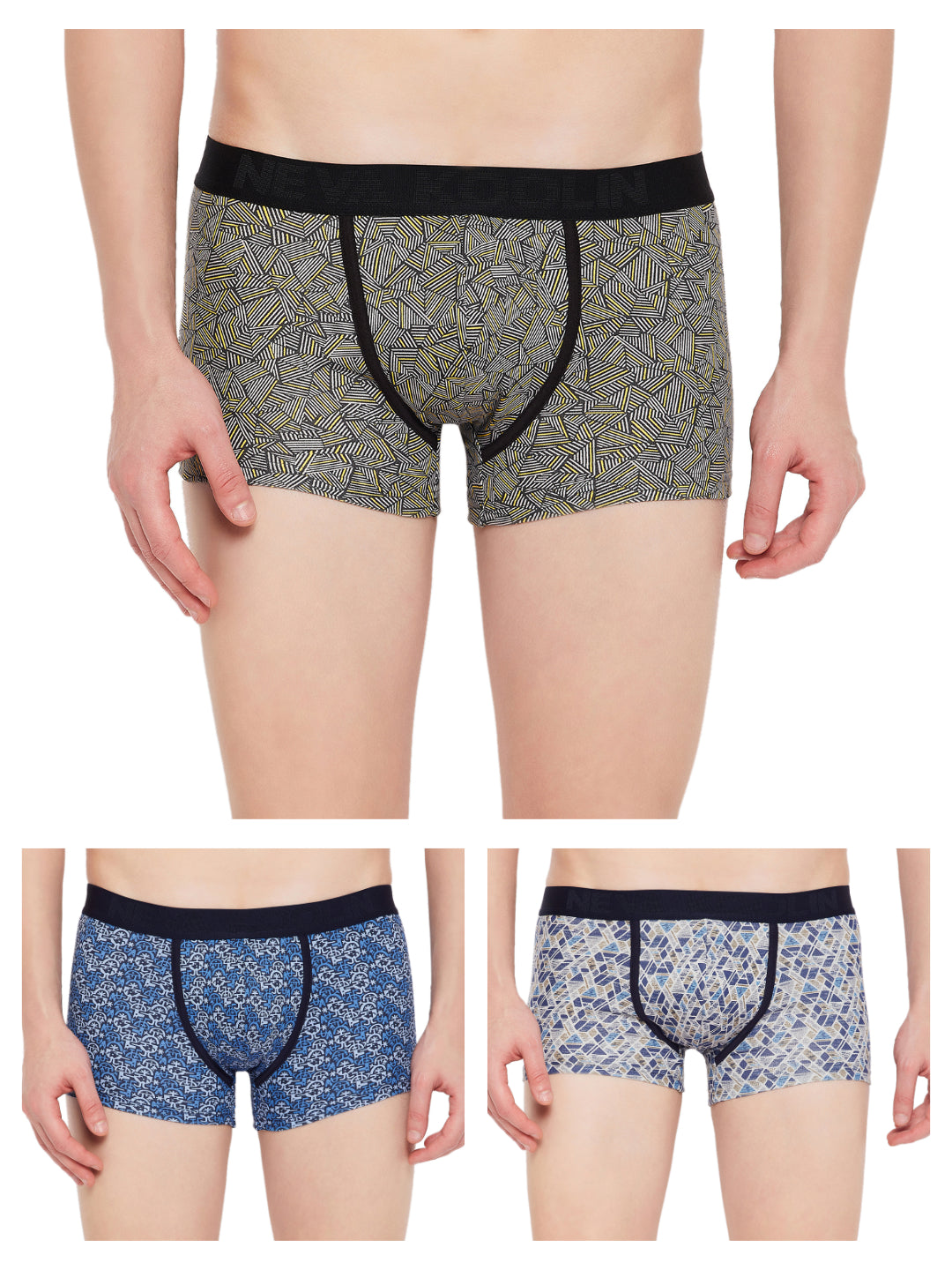 Neva Koolin Printed Men Short Trunk| Pack of 3|Anthra, Blue, Light Grey