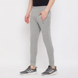 Neva Men's Solid with Bottom  Rib with Zip Trackpant- Milange Grey