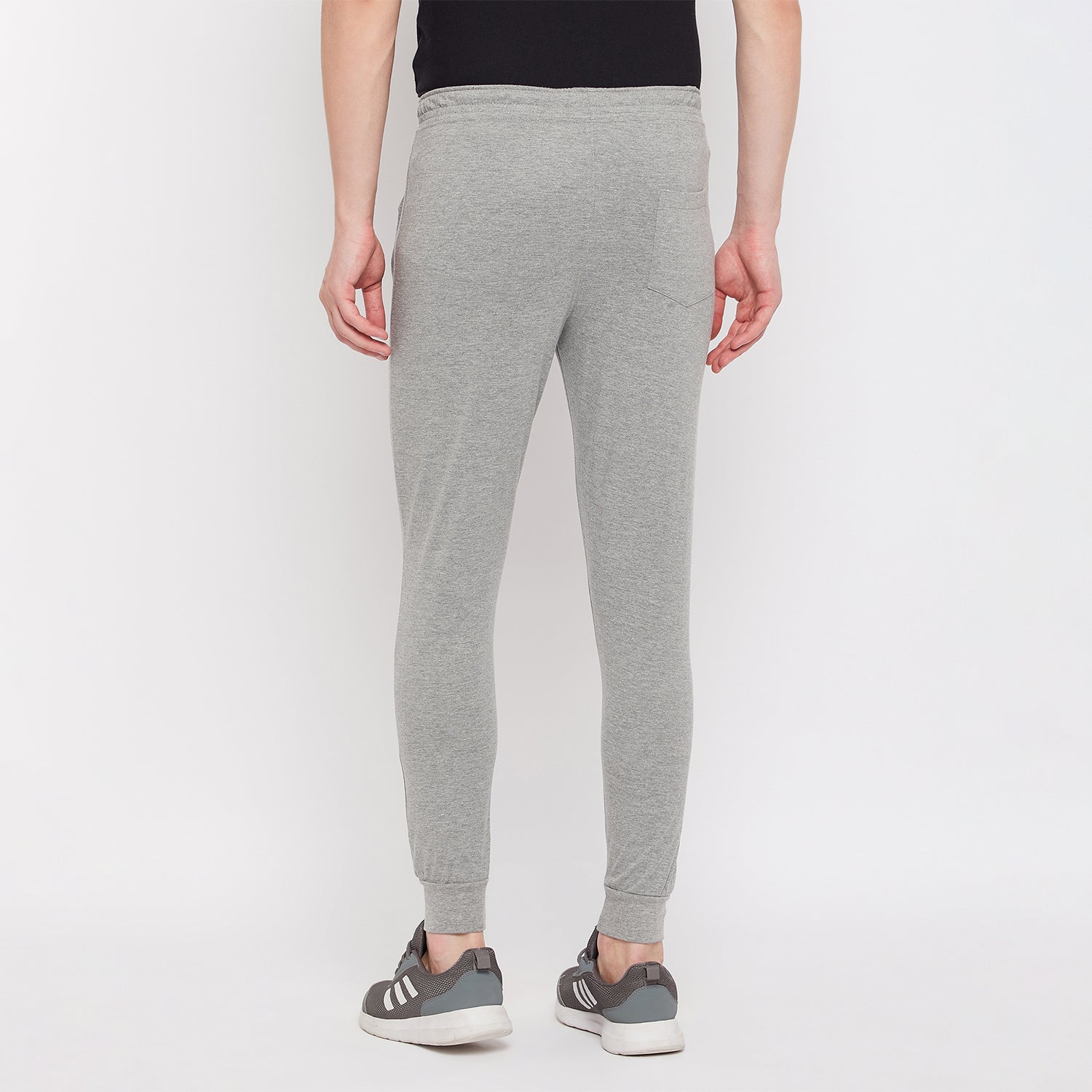 Neva Men's Solid with Bottom  Rib with Zip Trackpant- Milange Grey
