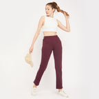 Neva Women's Track Pant in Solid Pattern Side pockets - Burgandy