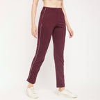 Neva Women's Track Pant in Solid Pattern Side pockets - Burgandy