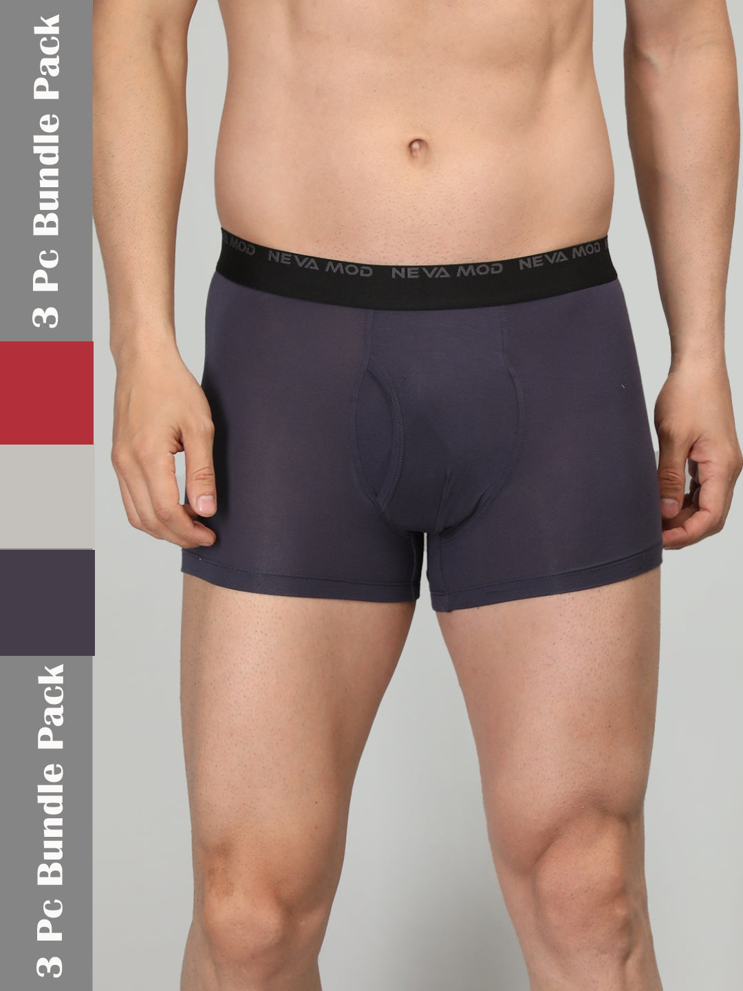 Neva Modal Solid Trunk for Men Elasticated Waistband Pack of 3