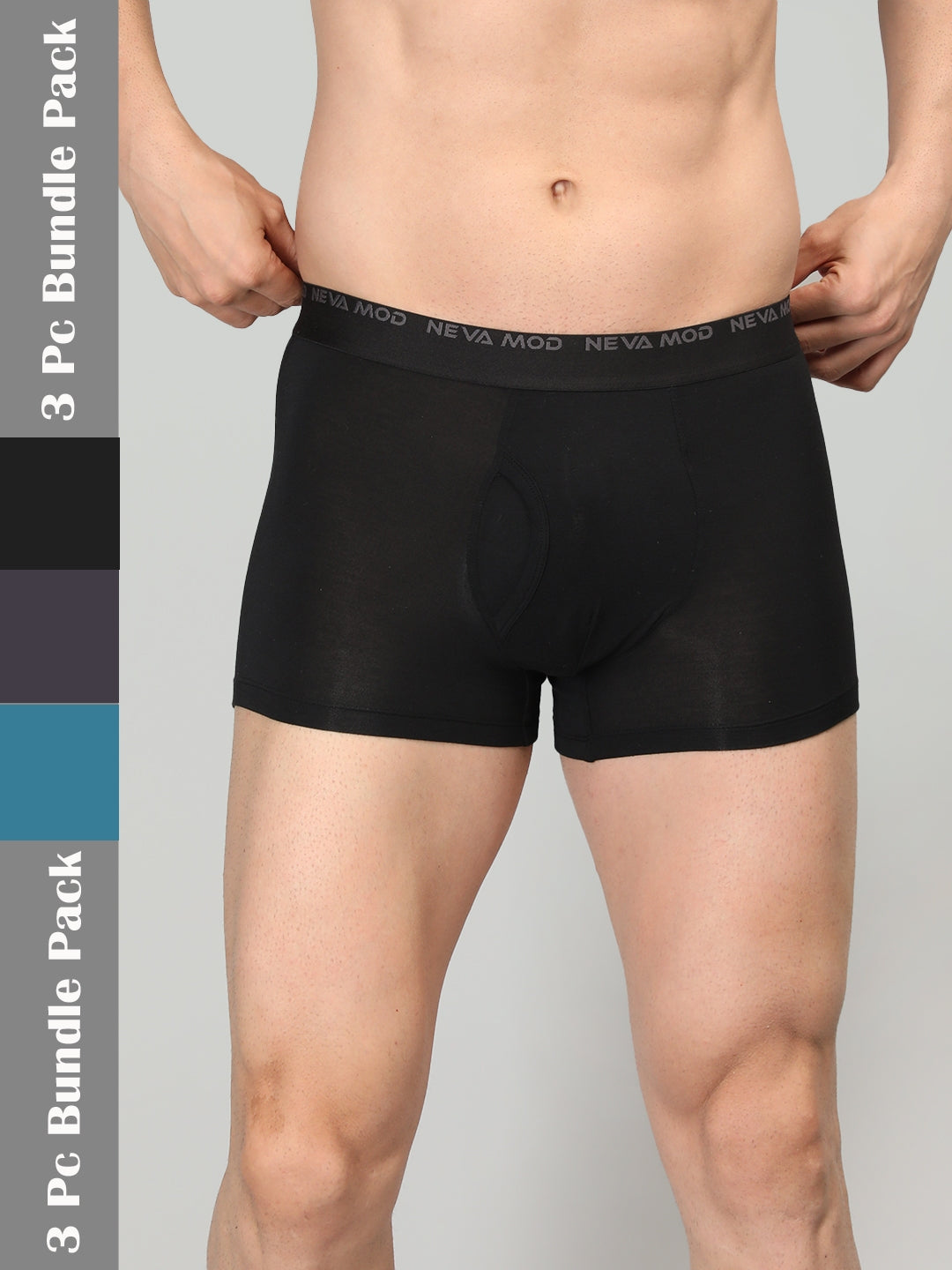 Neva Modal Solid Trunk for Men Elasticated Waistband Pack of 3
