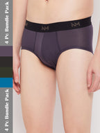 Neva Men's Modal Solid Brief| Pack of 4