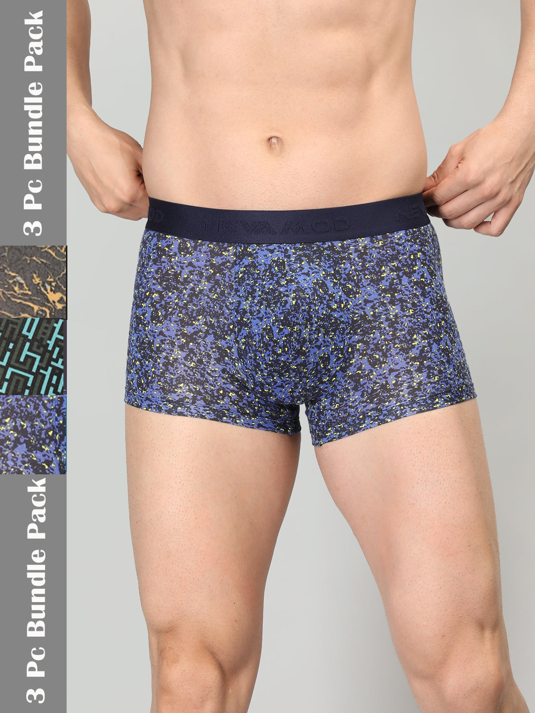 Neva Modal Printed Trunk for Men Elasticated Waistband Pack of 3