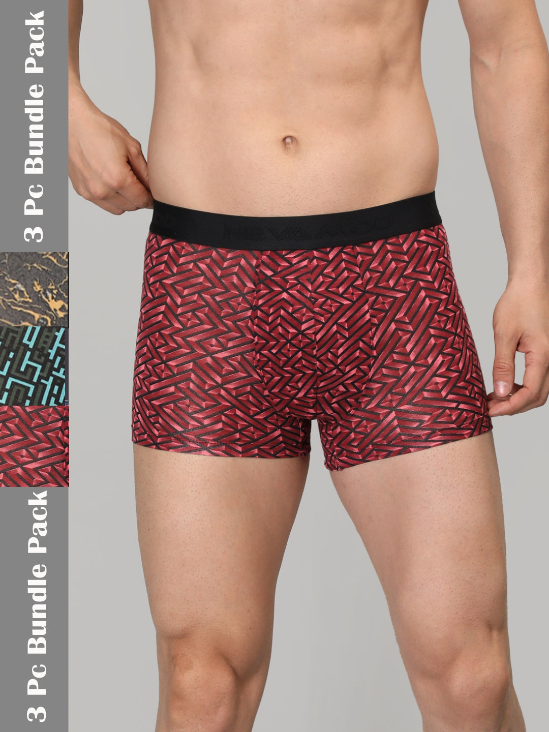Neva Modal Printed Trunk for Men Elasticated Waistband Pack of 3