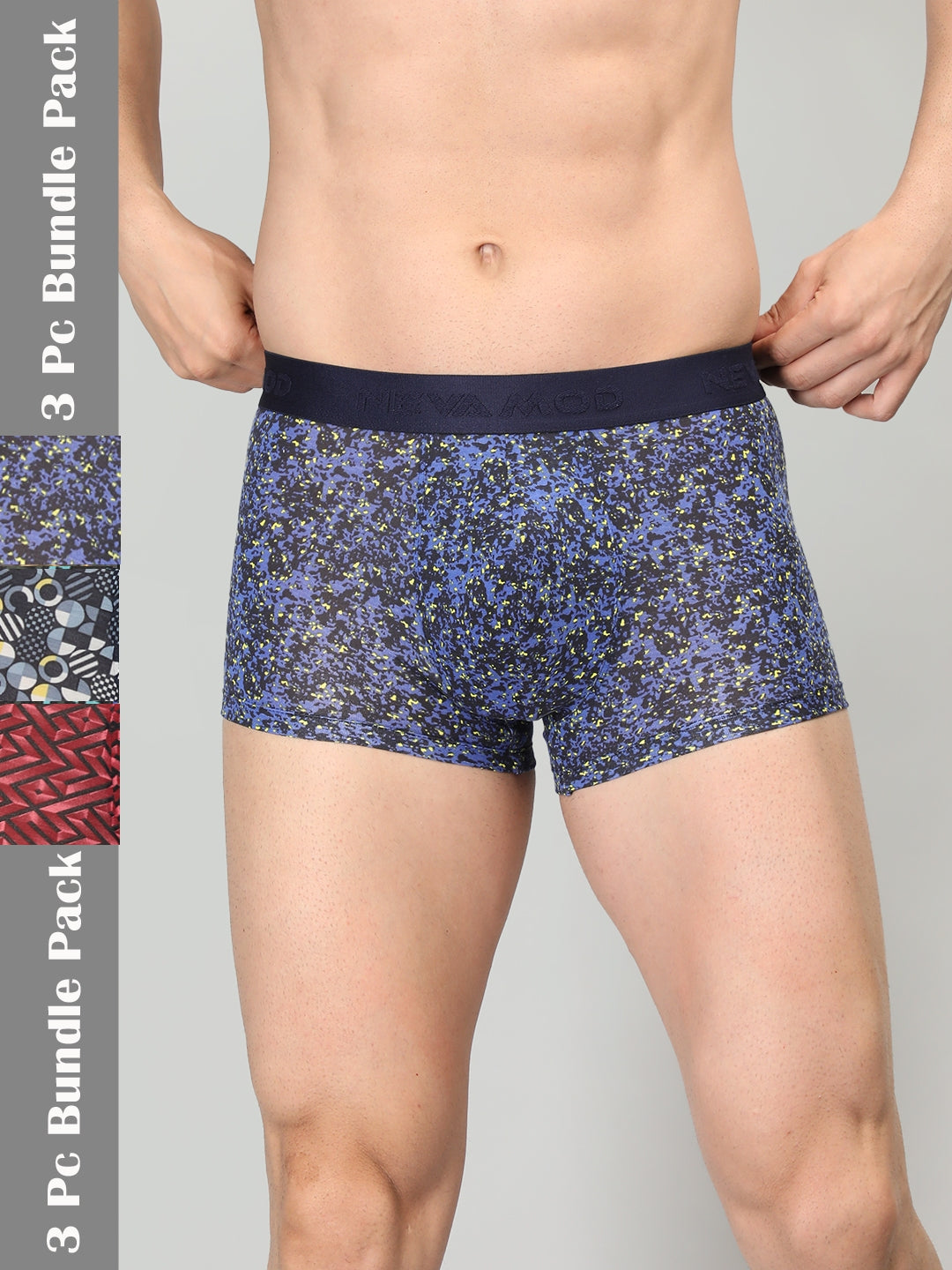 Neva Modal Printed Trunk for Men Elasticated Waistband Pack of 3