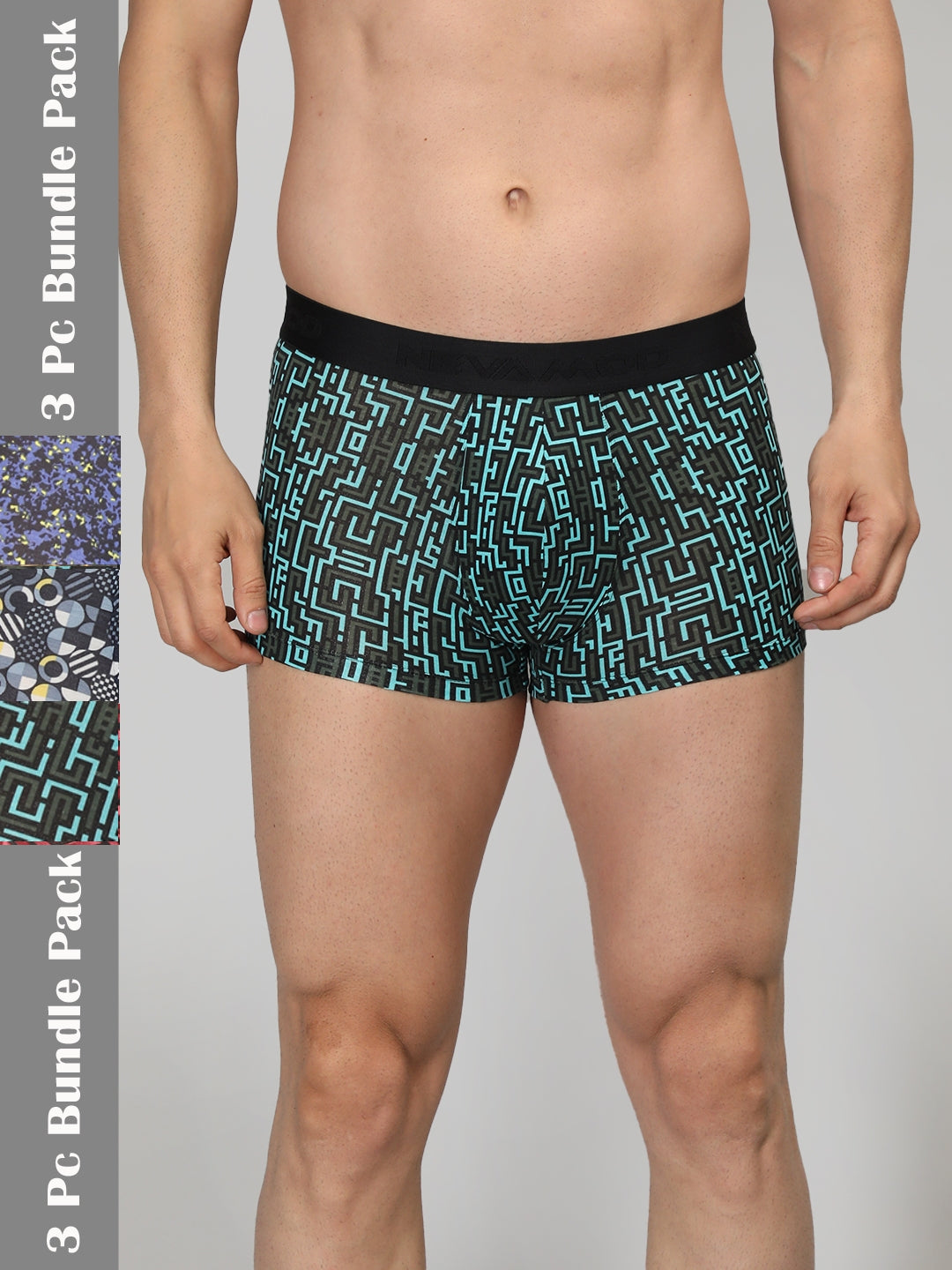 Neva Modal Printed Trunk for Men Elasticated Waistband Pack of 3