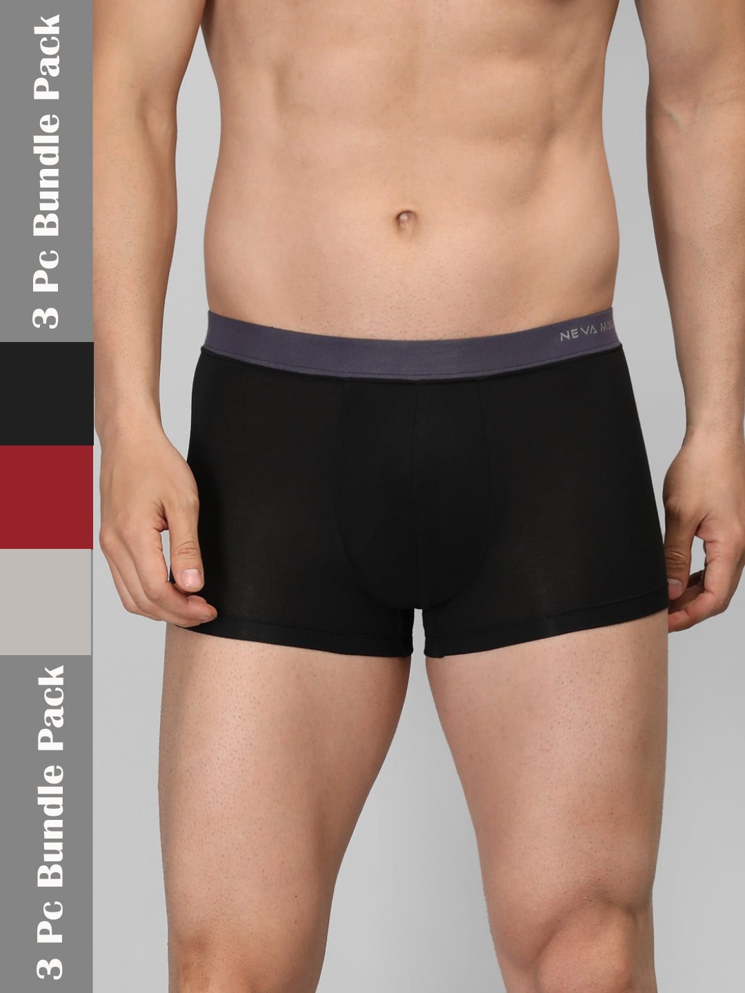 Neva Modal Solid Trunk for Men Elasticated Waistband Pack of 3