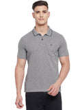 Neva Men Cotton Jacquard Solid Color Polo Half Sleeve T-Shirt- Anthra